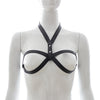 Image of Sexy Underwear PU Leather Bondage Flirting Fetish Adjustable Wireless Open Bra and Nipple Cover Chastity Lingerie for Women