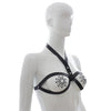 Image of Sexy Underwear PU Leather Bondage Flirting Fetish Adjustable Wireless Open Bra and Nipple Cover Chastity Lingerie for Women