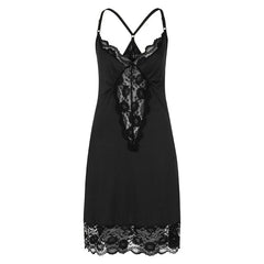 Sexy V-neck Women Lingerie Night Dress Sleeveless Ladies Satin Nightgown Plus Size XL-5XL Lace Sleepwear Nightwear Lingeries C5