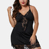 Image of Sexy V-neck Women Lingerie Night Dress Sleeveless Ladies Satin Nightgown Plus Size XL-5XL Lace Sleepwear Nightwear Lingeries C5