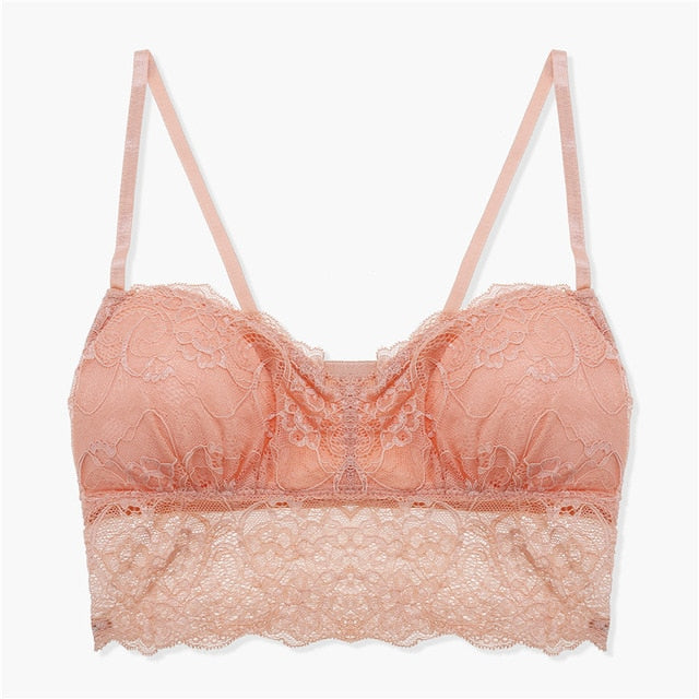 Sexy Wireless Bralette For Women 3/4 Cup Female Lace Bra Unlined Underwear Fashion 6 Colors Backless Crop Top Wire Free Lingerie