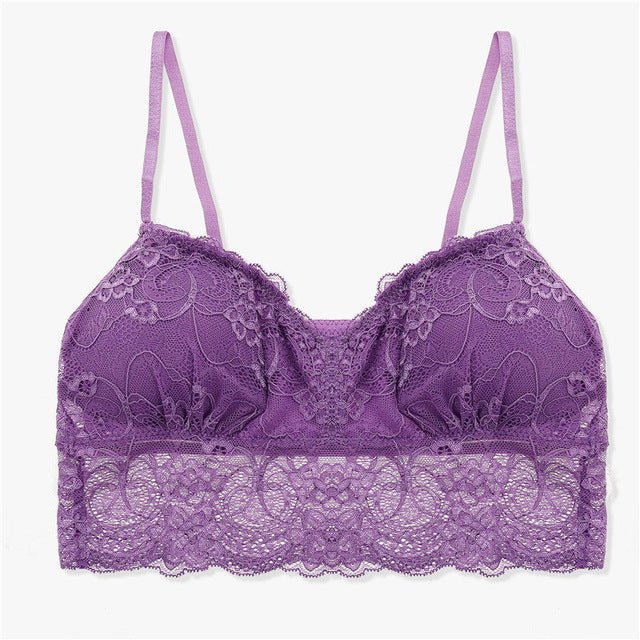 Sexy Wireless Bralette For Women 3/4 Cup Female Lace Bra Unlined Underwear Fashion 6 Colors Backless Crop Top Wire Free Lingerie