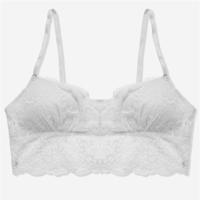 Sexy Wireless Bralette For Women 3/4 Cup Female Lace Bra Unlined Underwear Fashion 6 Colors Backless Crop Top Wire Free Lingerie