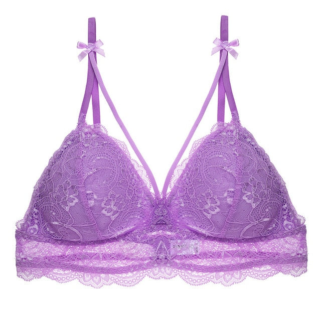 Sexy Wireless Bralette For Women 3/4 Cup Female Lace Bra Unlined Underwear Fashion 6 Colors Backless Crop Top Wire Free Lingerie