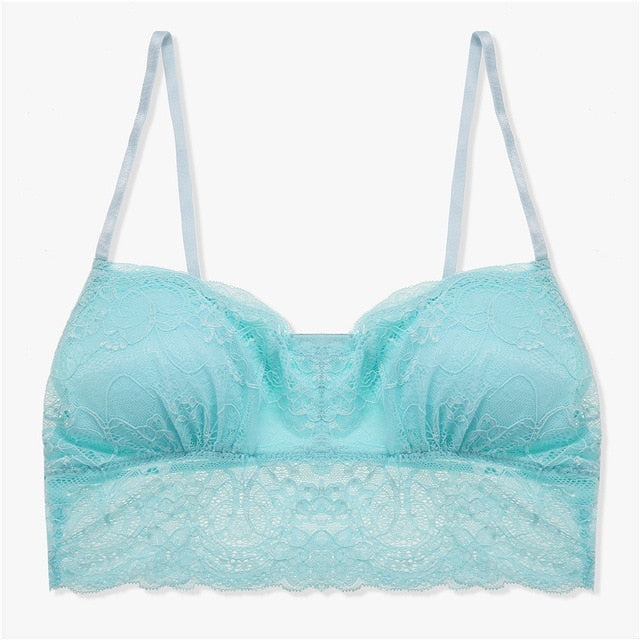 Sexy Wireless Bralette For Women 3/4 Cup Female Lace Bra Unlined Underwear Fashion 6 Colors Backless Crop Top Wire Free Lingerie
