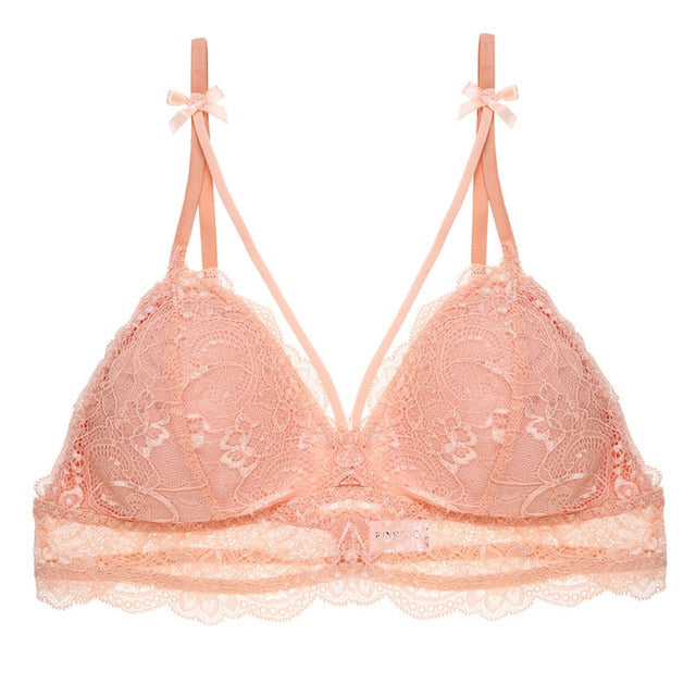 Sexy Wireless Bralette For Women 3/4 Cup Female Lace Bra Unlined Underwear Fashion 6 Colors Backless Crop Top Wire Free Lingerie