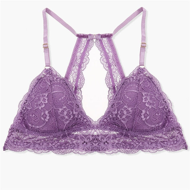 Sexy Wireless Bralette For Women 3/4 Cup Female Lace Bra Unlined Underwear Fashion 6 Colors Backless Crop Top Wire Free Lingerie