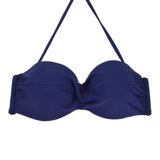 Sexy Women Bikini Top Solid color Swimwear 2019 Print Swimsuit bandage Beach Sport Swimming Bra Halter Girls Summer Biquini T607