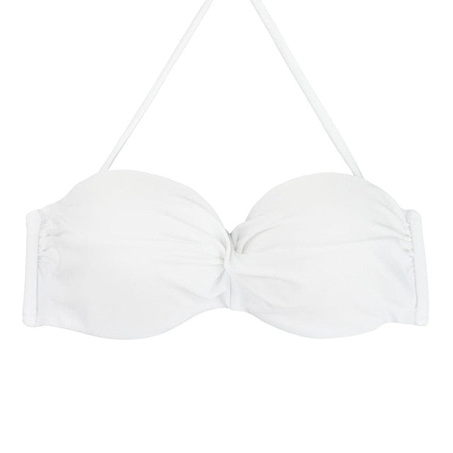 Sexy Women Bikini Top Solid color Swimwear 2019 Print Swimsuit bandage Beach Sport Swimming Bra Halter Girls Summer Biquini T607