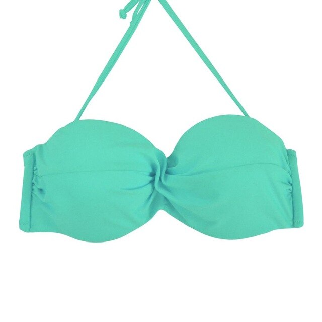 Sexy Women Bikini Top Solid color Swimwear 2019 Print Swimsuit bandage Beach Sport Swimming Bra Halter Girls Summer Biquini T607