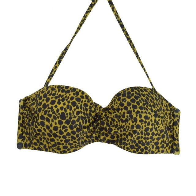 Sexy Women Bikini Top Solid color Swimwear 2019 Print Swimsuit bandage Beach Sport Swimming Bra Halter Girls Summer Biquini T607