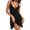 Image of Sexy Women Slik Nightgown Stain Sleepwear Sleep Dress V Neck Strappy Solid Nightwear Night Dress Female Clothes Mujer Vestido