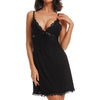Image of Sexy Women Slik Nightgown Stain Sleepwear Sleep Dress V Neck Strappy Solid Nightwear Night Dress Female Clothes Mujer Vestido