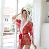 Image of Sexy christmas lingerie sex costumes female robe erotic set stripper clothes for sex lace lingerie bridal red lingerie plus size