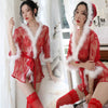 Image of Sexy christmas lingerie sex costumes female robe erotic set stripper clothes for sex lace lingerie bridal red lingerie plus size