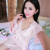 Image of Sexy lingerie Set Sleep dress Women Sleepwear Backless Satin Chemise Slip deep v Nightwear Lace Nightgown Female Home Night Gown