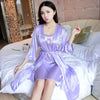 Image of Sexy lingerie Set Sleep dress Women Sleepwear Backless Satin Chemise Slip deep v Nightwear Lace Nightgown Female Home Night Gown