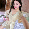 Image of Sexy lingerie Set Sleep dress Women Sleepwear Backless Satin Chemise Slip deep v Nightwear Lace Nightgown Female Home Night Gown