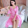 Image of Sexy lingerie Set Sleep dress Women Sleepwear Backless Satin Chemise Slip deep v Nightwear Lace Nightgown Female Home Night Gown