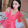 Image of Sexy lingerie Set Sleep dress Women Sleepwear Backless Satin Chemise Slip deep v Nightwear Lace Nightgown Female Home Night Gown