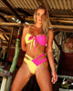 Image of Sexy mix and match bikini ladies swimsuit high waist swimsuit swim hanging neck push high bikini stitching swimsuit beachwear