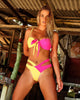 Image of Sexy mix and match bikini ladies swimsuit high waist swimsuit swim hanging neck push high bikini stitching swimsuit beachwear