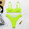 Image of Sexy neon bikini 2019 bathers V-neck swimwear women bathing suit Push up thong swimsuit female bath High cut summer bathers new
