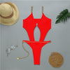 Image of Sexy thong bikini 2020 Push up swimwear women High cut bodysuits one-piece swimsuit female Ring monokini Deep v-neck bathers new