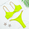 Image of Sexy thong bikini 2020 Push up swimwear women High cut bodysuits one-piece swimsuit female Ring monokini Deep v-neck bathers new