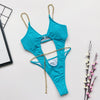 Image of Sexy thong bikini 2020 Push up swimwear women High cut bodysuits one-piece swimsuit female Ring monokini Deep v-neck bathers new