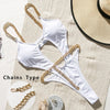 Image of Sexy thong bikini 2020 Push up swimwear women High cut bodysuits one-piece swimsuit female Ring monokini Deep v-neck bathers new