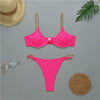 Image of Sexy thong bikini 2020 Push up swimwear women High cut bodysuits one-piece swimsuit female Ring monokini Deep v-neck bathers new