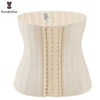 Image of Shinning Latex Waist Trainer 25 Spiral Steel Boned Black Cream Waist Slimming Cincher 3 Hooks And Eyes Corset Underwear Corselet