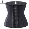 Image of Shinning Latex Waist Trainer 25 Spiral Steel Boned Black Cream Waist Slimming Cincher 3 Hooks And Eyes Corset Underwear Corselet
