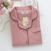 Image of Simple Polka Dot Spring pajamas sets women 100% cotton casual sleepwear long sleeve quality pyjamas women homewear