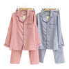 Image of Simple Polka Dot Spring pajamas sets women 100% cotton casual sleepwear long sleeve quality pyjamas women homewear