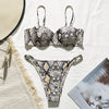 Image of Snake print bikini Push up swimsuit female bathing suit String thong Brazilian bikini 2020 High cut swimwear women Sexy biquini