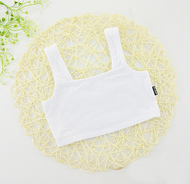 Summer Girls Tank Cotton Vest Kids Underwear Colored Baby Camisole Student Undershirts 4-14Y Teenager Tank Top For Children