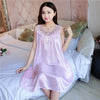 Image of Summer Sexy Satin Night Dress Women Big Size 4xl Silk Nightgown Women Lace Lingerie Nightdress Sleeveless Nightie Sleepshirts