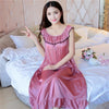 Image of Summer Sexy Satin Night Dress Women Big Size 4xl Silk Nightgown Women Lace Lingerie Nightdress Sleeveless Nightie Sleepshirts