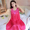 Image of Summer Sexy Satin Night Dress Women Big Size 4xl Silk Nightgown Women Lace Lingerie Nightdress Sleeveless Nightie Sleepshirts