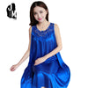 Image of Summer Sexy Satin Night Dress Women Big Size 4xl Silk Nightgown Women Lace Lingerie Nightdress Sleeveless Nightie Sleepshirts