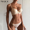 Image of Super Gather Fashion Black Underwear Women Bra Set Push Up Brassiere Cotton Thick Deep V Sexy Bras Lace Lingerie Sets Embroidery