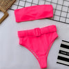 Image of Swimsuit 2019 Push Up Bikini Sexy Mulheres 7 Colors One Piece Bandeau Beachwear Belt Swimwear Swimsuit Mulher Monokini