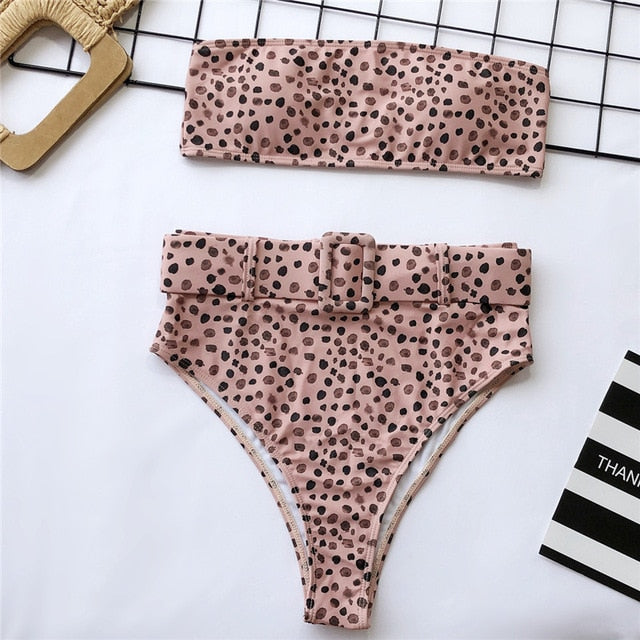 Swimsuit 2019 Push Up Bikini Sexy Mulheres 7 Colors One Piece Bandeau Beachwear Belt Swimwear Swimsuit Mulher Monokini