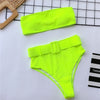 Image of Swimsuit 2019 Push Up Bikini Sexy Mulheres 7 Colors One Piece Bandeau Beachwear Belt Swimwear Swimsuit Mulher Monokini