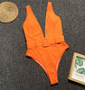 Image of Swimsuit 2019 Push Up Bikini Sexy Mulheres 7 Colors One Piece Bandeau Beachwear Belt Swimwear Swimsuit Mulher Monokini