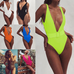 Swimsuit 2019 Push Up Bikini Sexy Mulheres 7 Colors One Piece Bandeau Beachwear Belt Swimwear Swimsuit Mulher Monokini