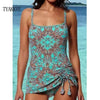Image of Swimsuit 2020 Two Piece Tankini Swimsuits Women Swimwear Vintage Plus Size Swimwear Women Padded Bathing suit Bikini set XXXL