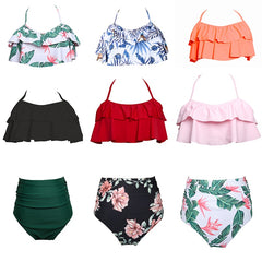 Swimsuit Female Separate Bottom Bikinis 2019 Mujer Ruffle Bikini Tops High Waist Swim Bottoms Panties Women Swimwear Print Pants